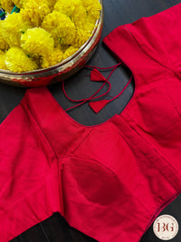 Raw Silk Sleeves blouse color - red