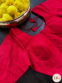 Raw Silk Sleeves blouse color - red