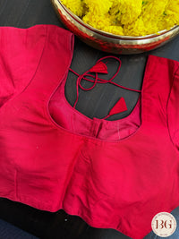 Raw Silk Sleeves blouse color - red