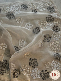Organza with sequence work - cream
