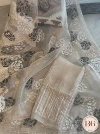 Organza with sequence work - cream