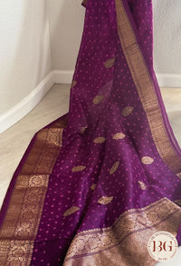 Bandhej on Kora Banarasi - purple