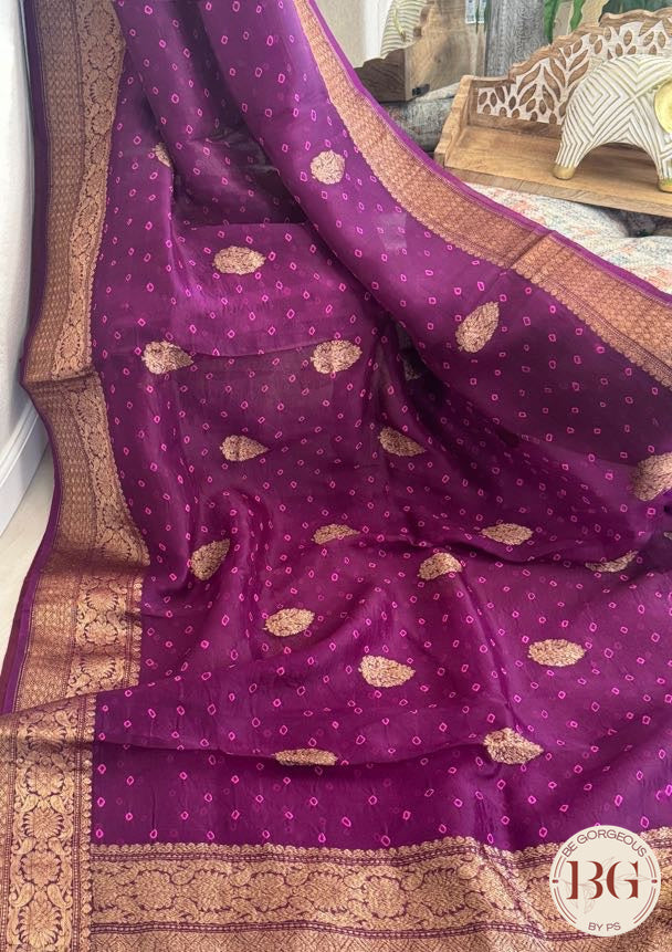 Bandhej on Kora Banarasi - purple