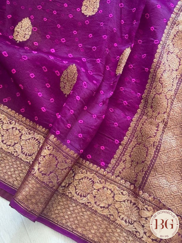 Bandhej on Kora Banarasi - purple