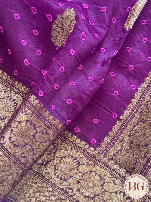 Bandhej on Kora Banarasi - purple