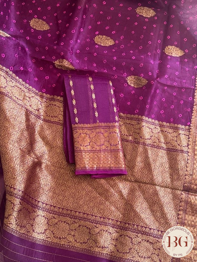 Bandhej on Kora Banarasi - purple