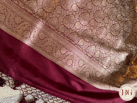 Pure Banarasi Handloom Katan Silk Contrast Border Pallu Golden Zari Cutwork Weaving Saree - Baby Pink
Silkmark certfiied