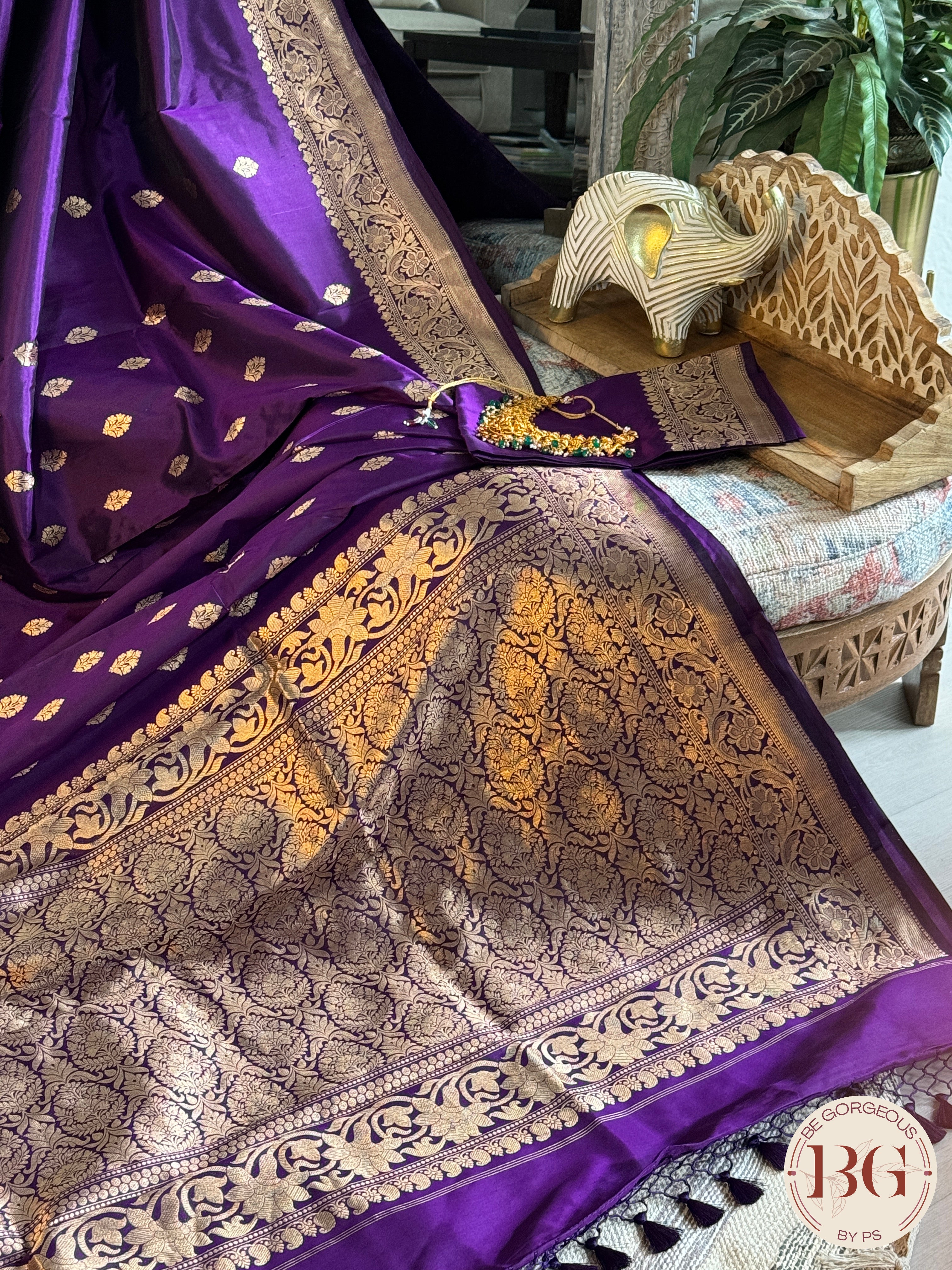 Pure Banarasi Handloom Katan Silk Kadhua Weaved Saree - Purple
Silkmark certfiied