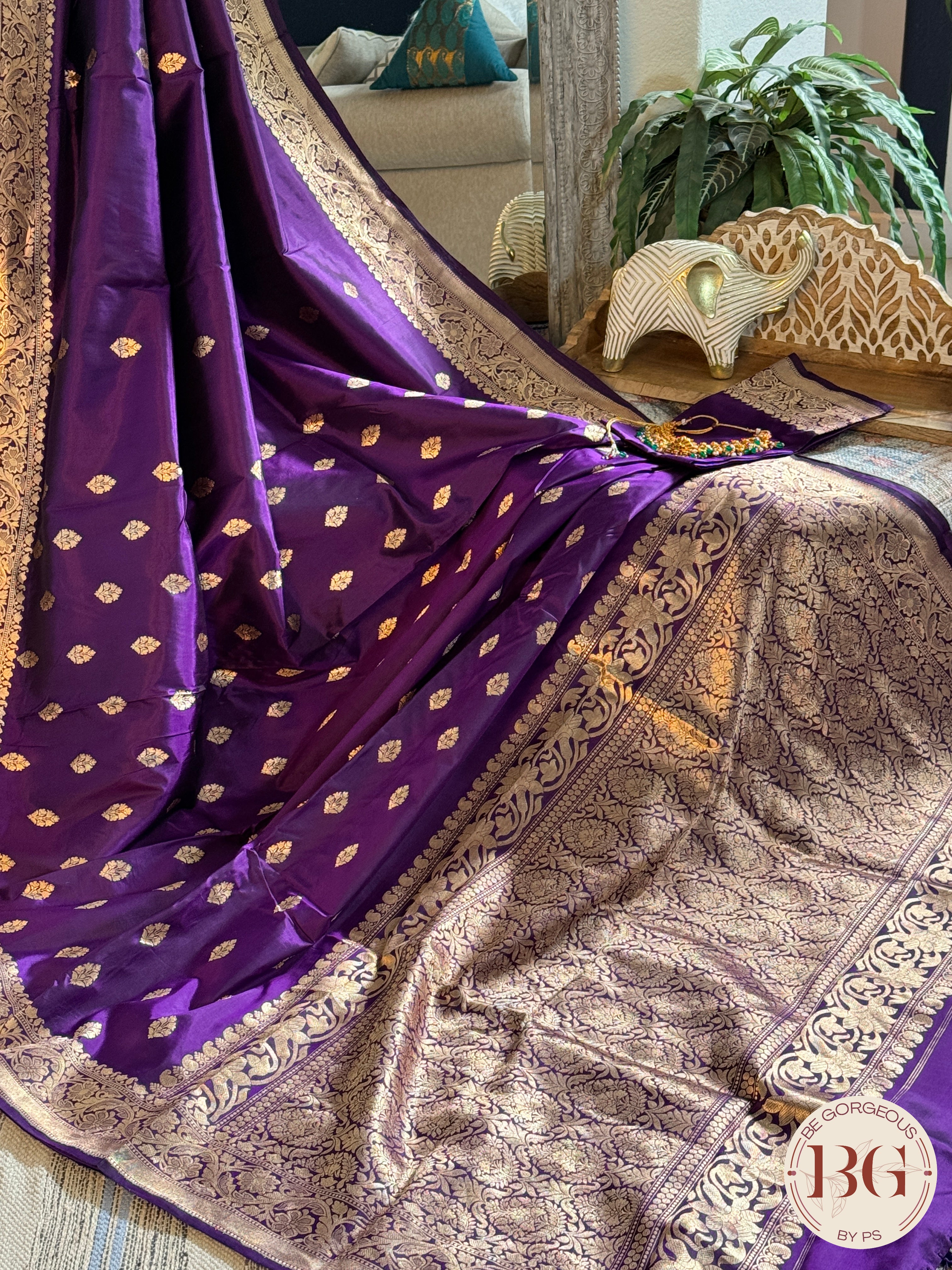 Pure Banarasi Handloom Katan Silk Kadhua Weaved Saree - Purple
Silkmark certfiied