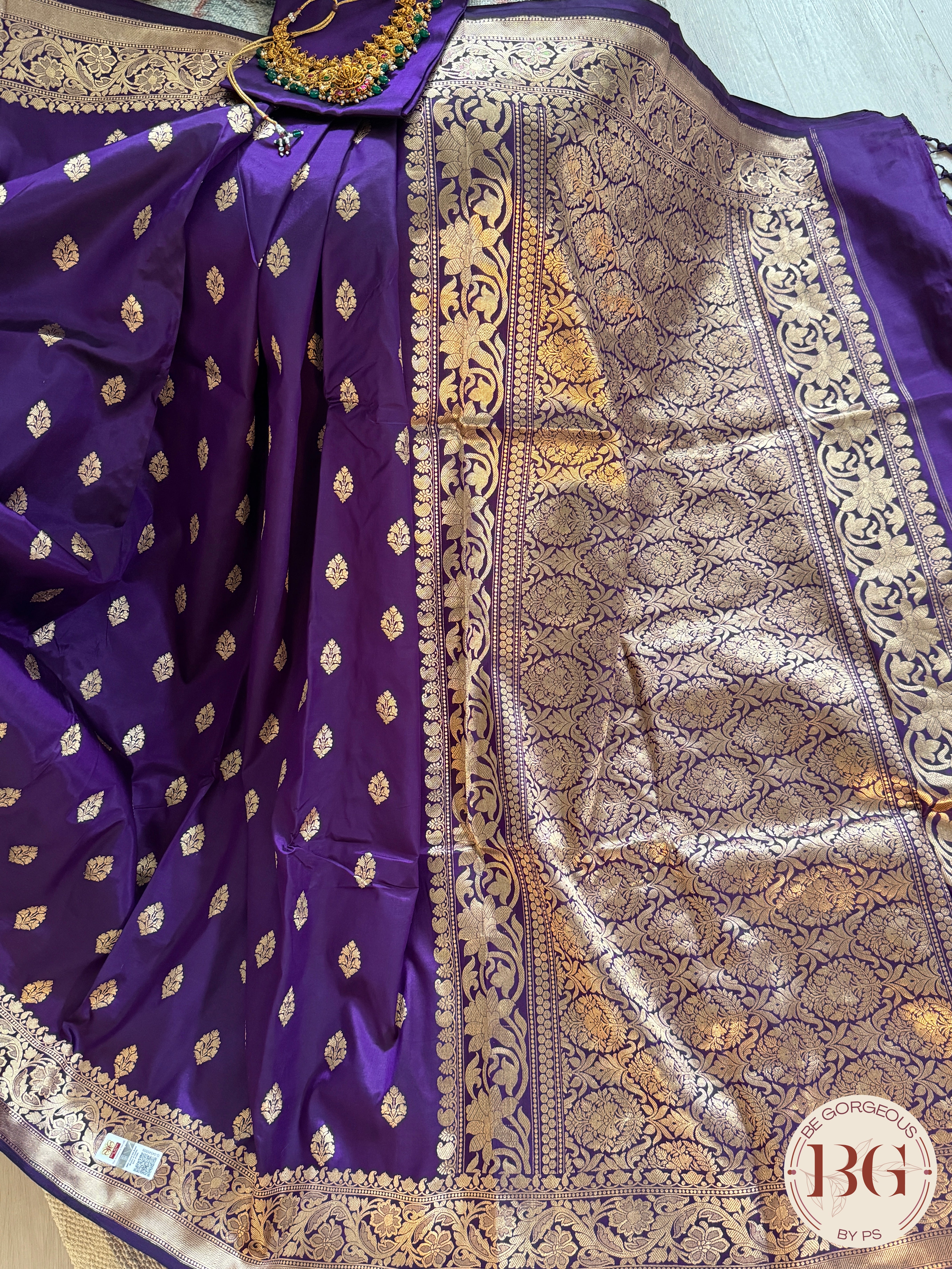 Pure Banarasi Handloom Katan Silk Kadhua Weaved Saree - Purple
Silkmark certfiied