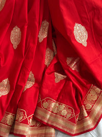 Banarasi Handwoven Katan Silk saree with silkmark certficate - Red