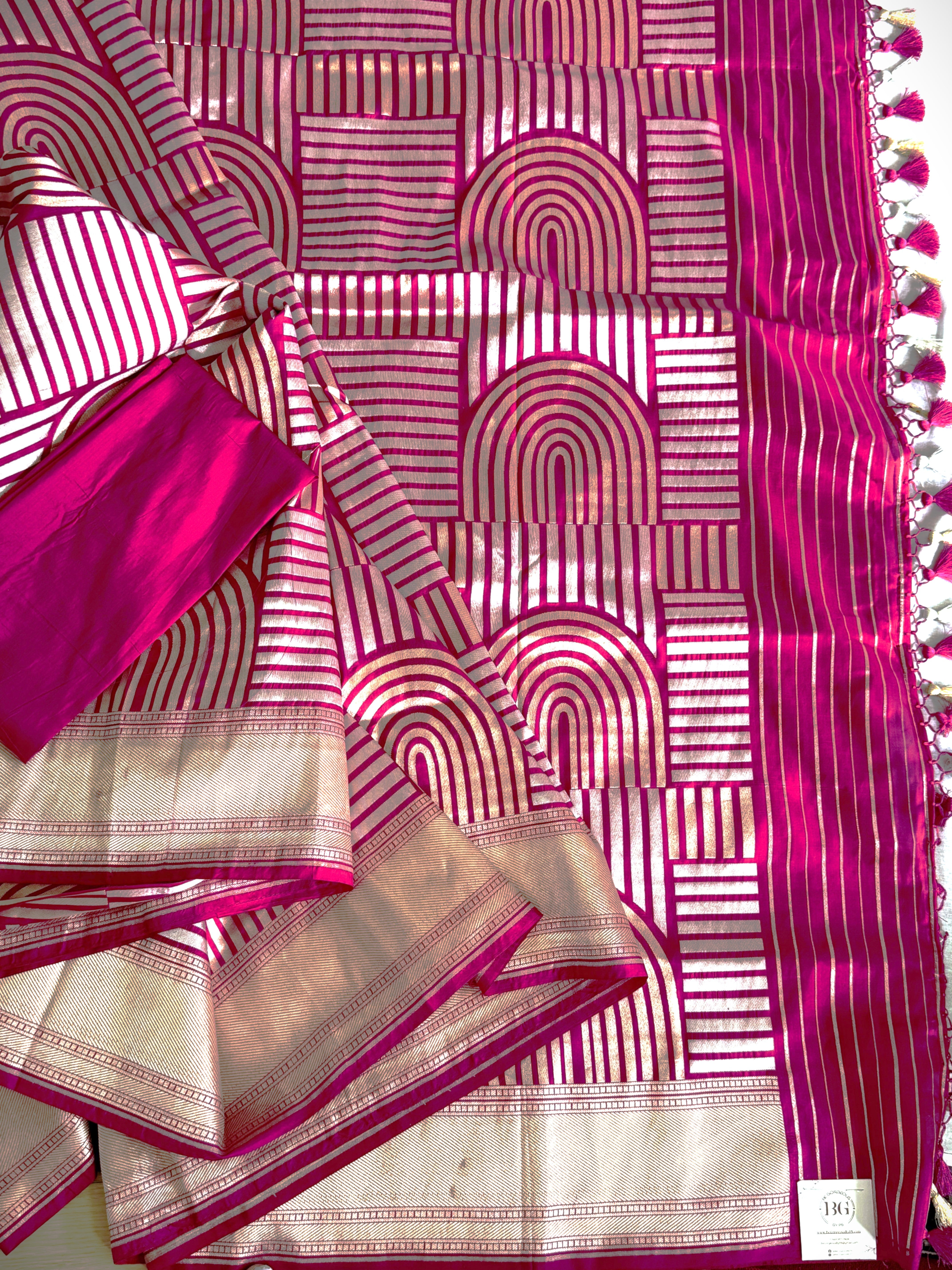 Banarasi Handwoven Katan Silk saree with silkmark certficate - Rani Pink