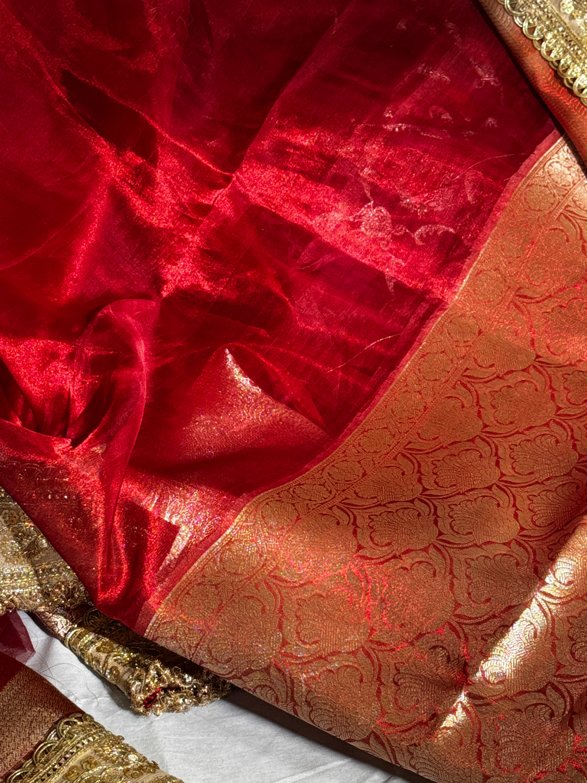 Pure banarasi tissue silk handwoven saree with gotapatti borders