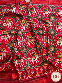 Pochumpally ikkat Pure silk handloom saree color - red