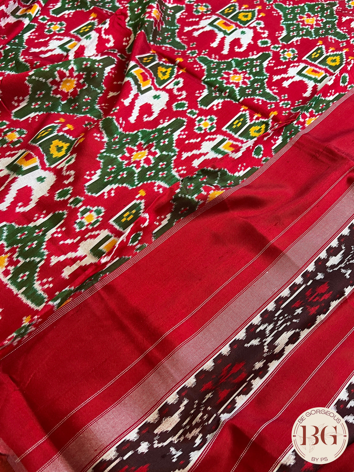 Pochumpally ikkat Pure silk handloom saree color - red