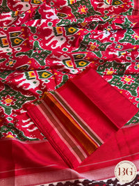 Pochumpally ikkat Pure silk handloom saree color - red