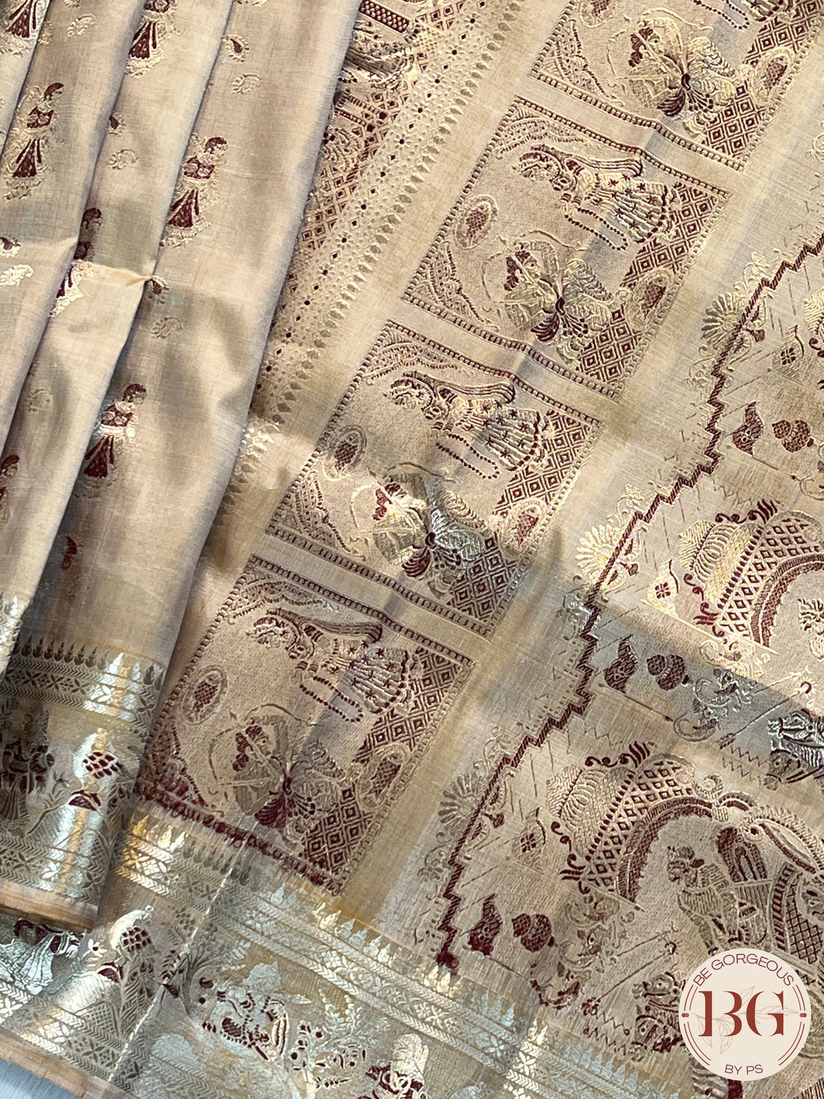 Baluchari Pure Silk saree color - cream