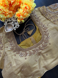 Maggam Work Readymade Blouse with sleeves - Golden