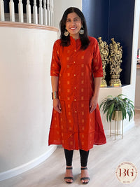 A line Kurti in gorgeous orange color