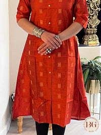 A line Kurti in gorgeous orange color