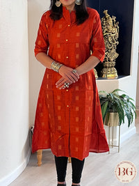 A line Kurti in gorgeous orange color