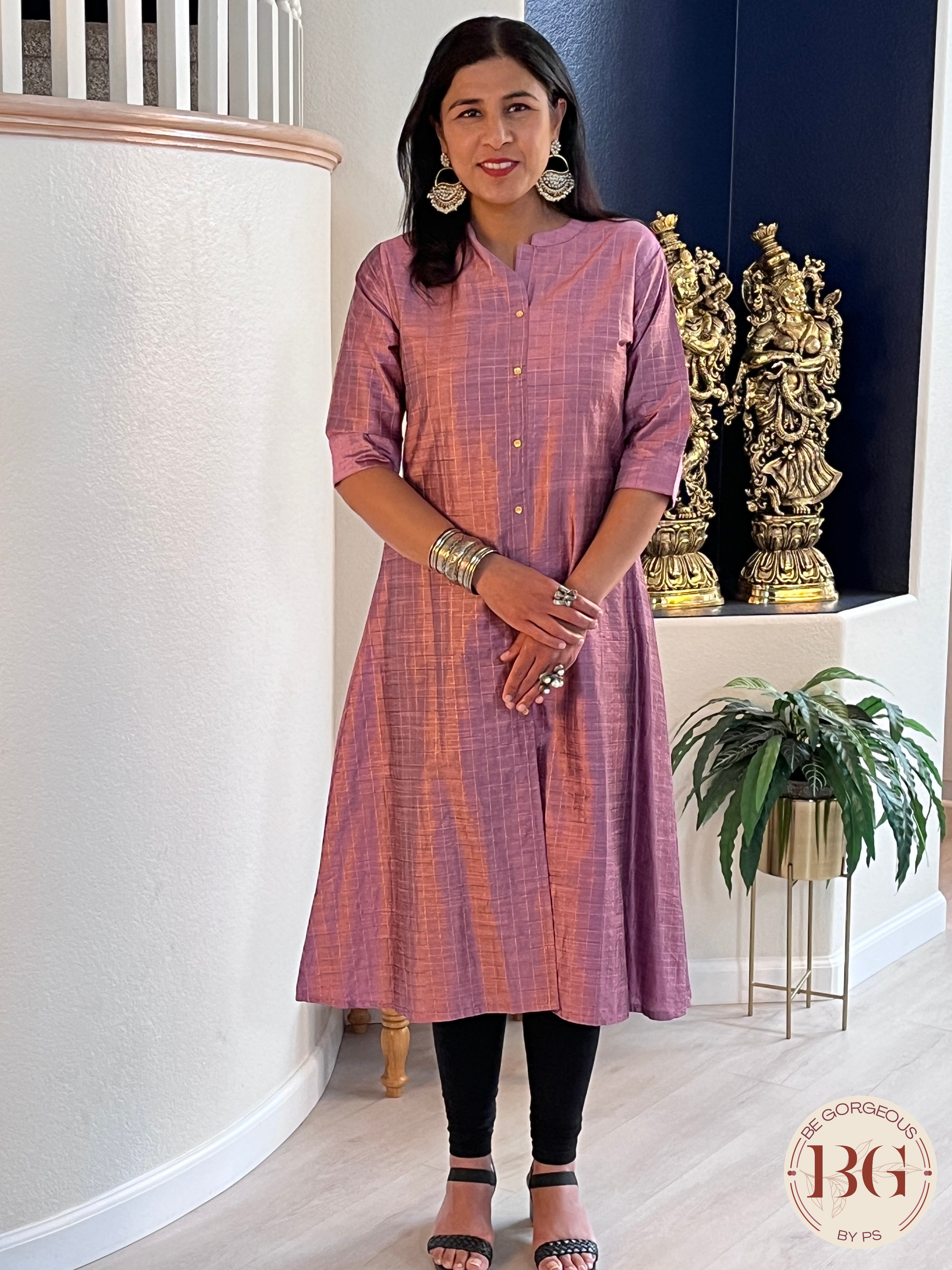 A line Kurti in gorgeous purple color