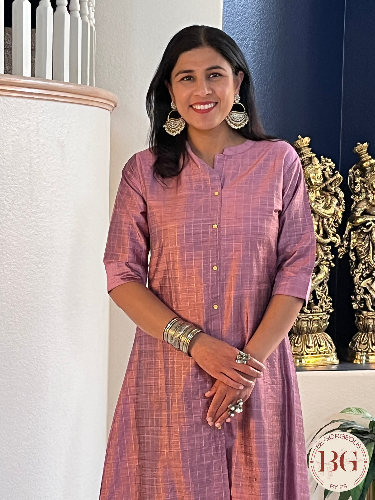 A line Kurti in gorgeous purple color