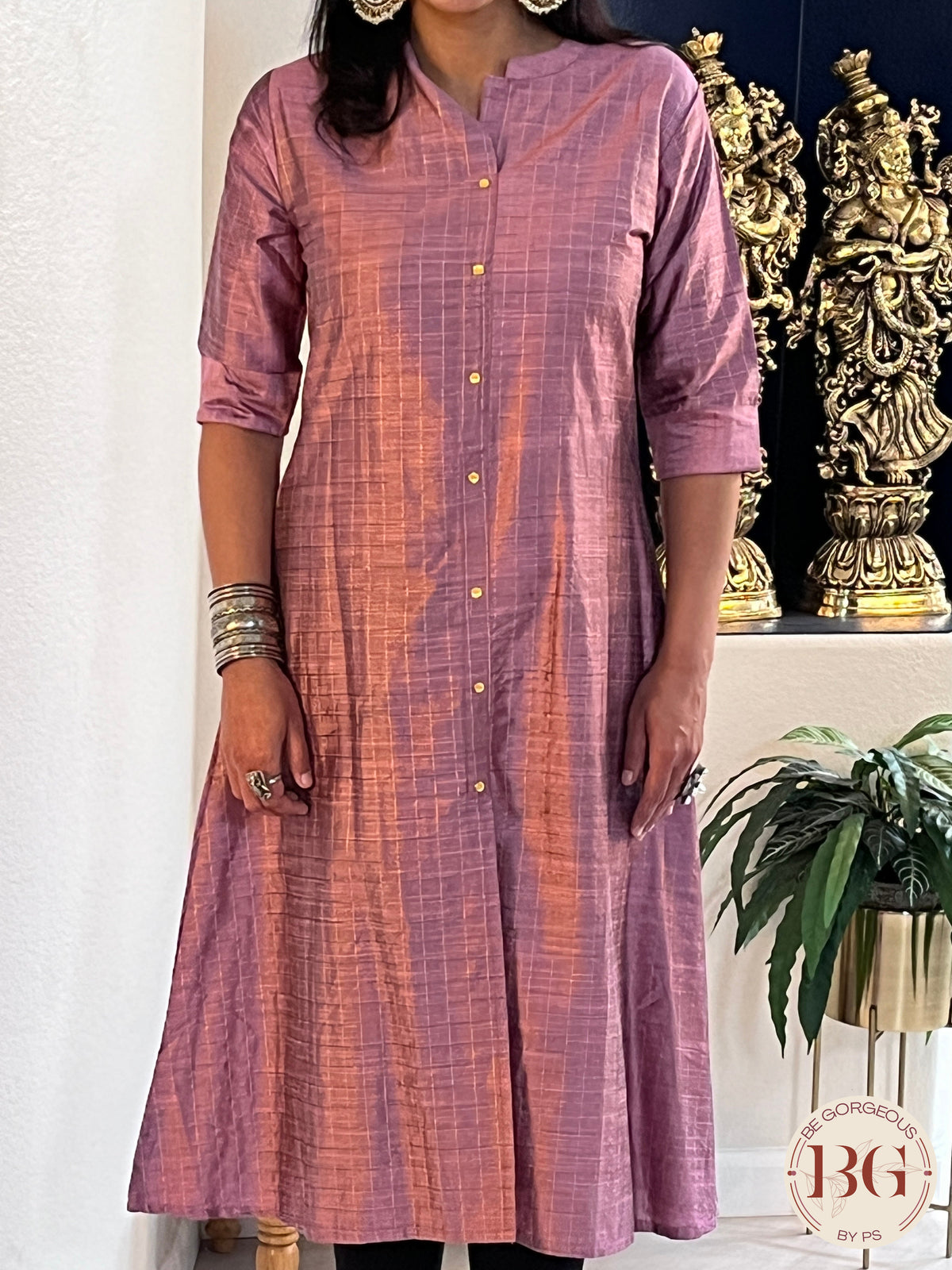 A line Kurti in gorgeous purple color