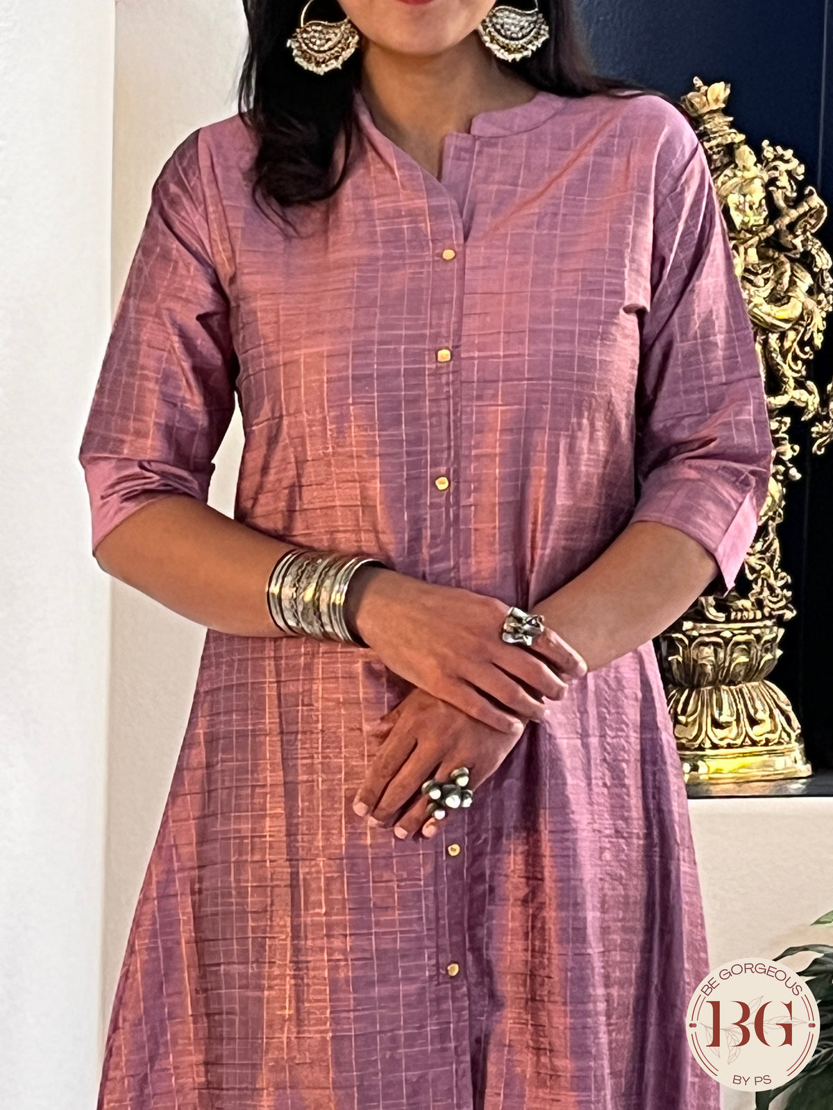 A line Kurti in gorgeous purple color