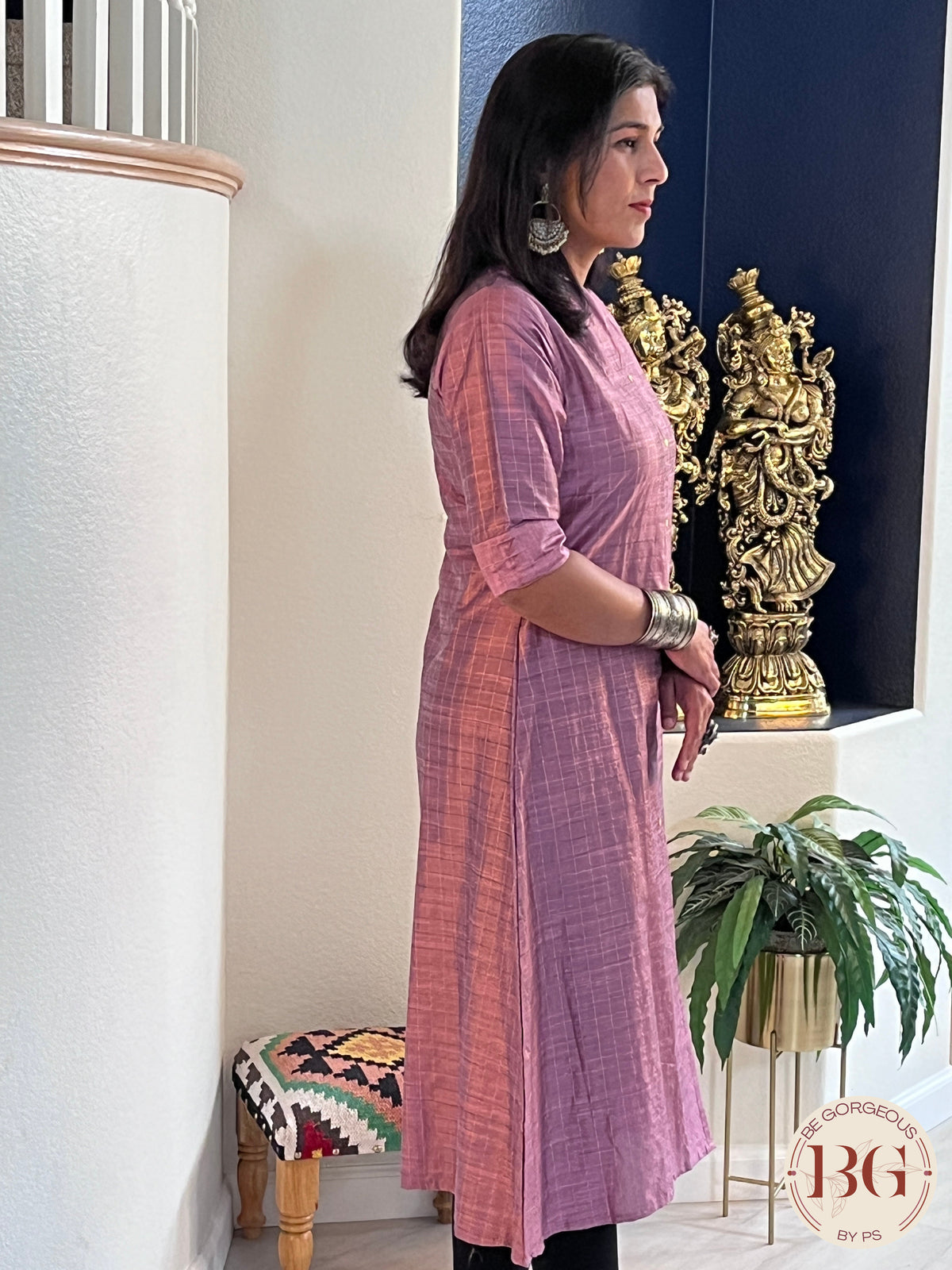 A line Kurti in gorgeous purple color