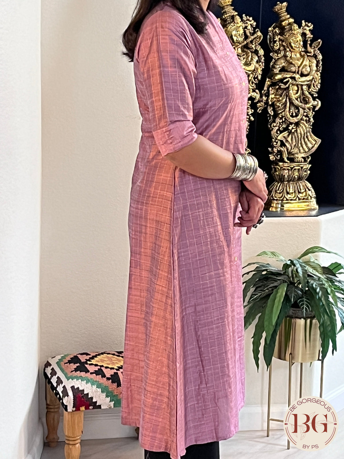 A line Kurti in gorgeous purple color