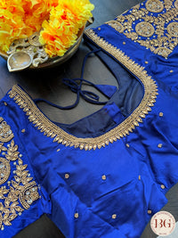 Maggam Work Readymade Blouse with sleeves - Blue