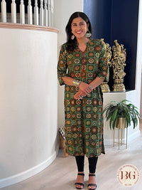 Rayon kurti in a beautiful green color