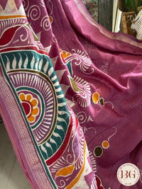 Chanderi Hand Batik Saree color - purple