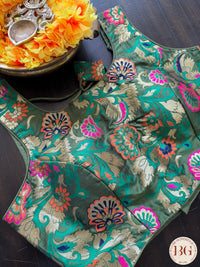 Paithani Raw silk readymade blouse - green