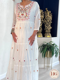 Full Length gown in with color with gorgeous embroidery