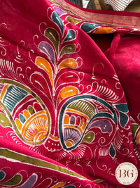 Chanderi Hand Batik Saree color - reddish pink