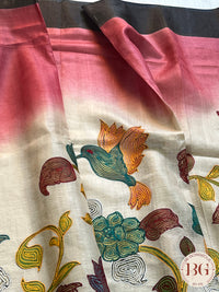 Tussar Katha stitch Saree color - beige pink