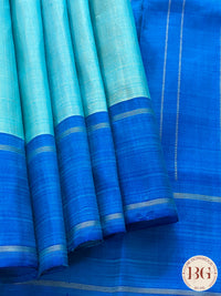 Pure Kanjeevaram Silk Handloom saree color - sky blue dark blue