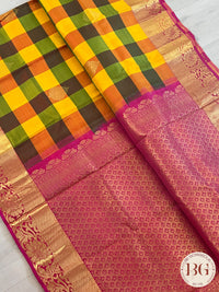 Pure Kanjeevaram Silk Handloom saree color - multicolor