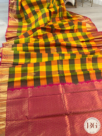 Pure Kanjeevaram Silk Handloom saree color - multicolor