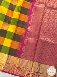 Pure Kanjeevaram Silk Handloom saree color - multicolor