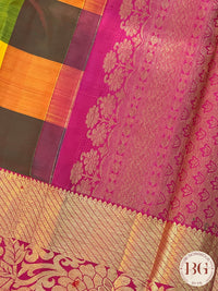 Pure Kanjeevaram Silk Handloom saree color - multicolor