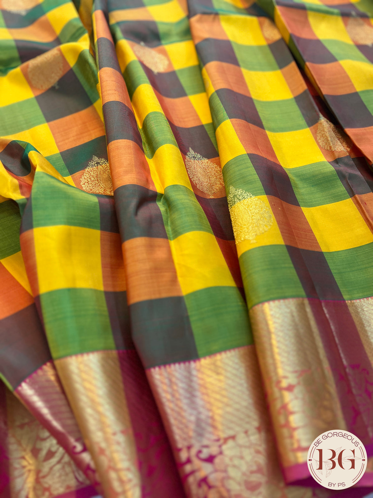 Pure Kanjeevaram Silk Handloom saree color - multicolor