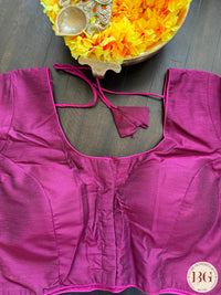 Raw Silk Sleeves blouse color - purple pink