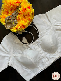 Raw Silk Sleeves blouse color - White