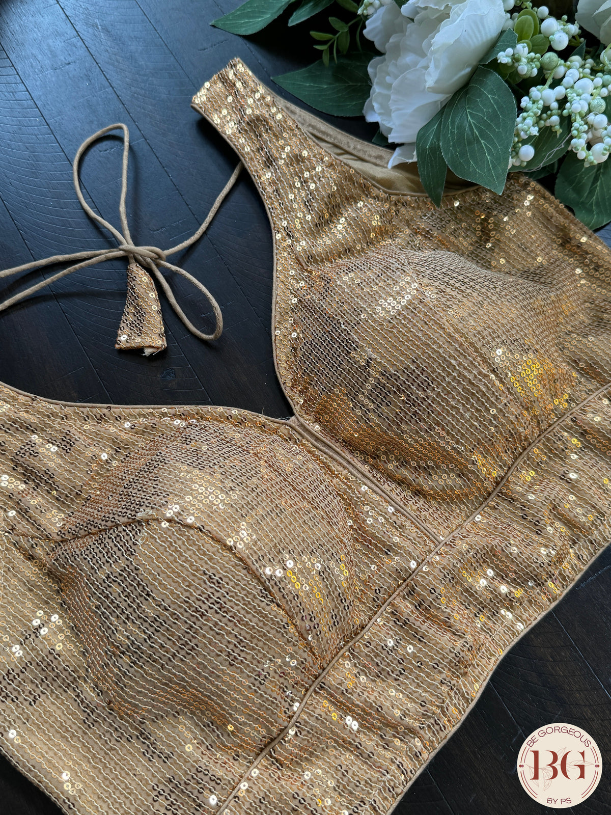 Sequin readymade blouse - Gold