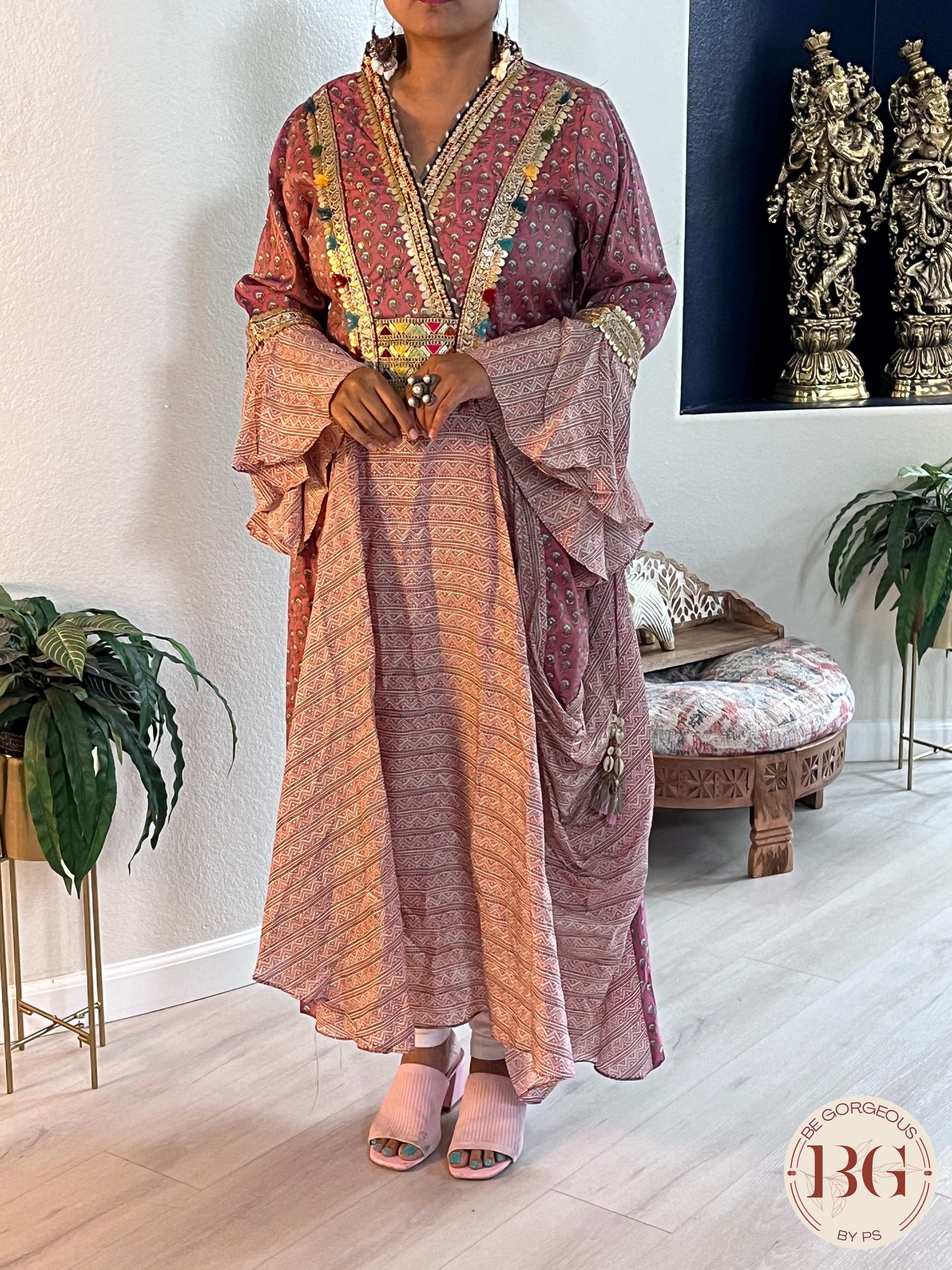 Dress with dhoti style and bell sleeves