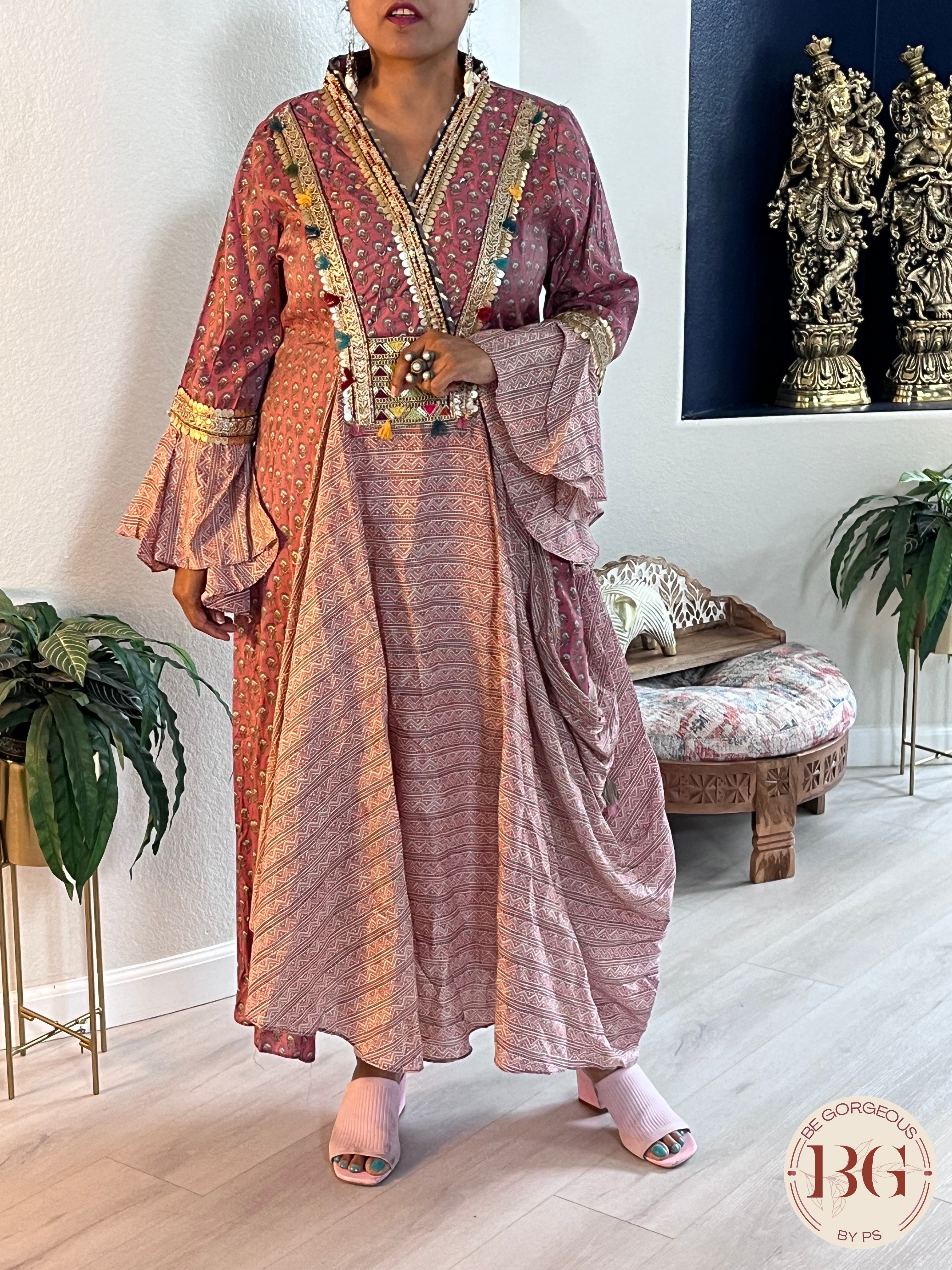 Dress with dhoti style and bell sleeves