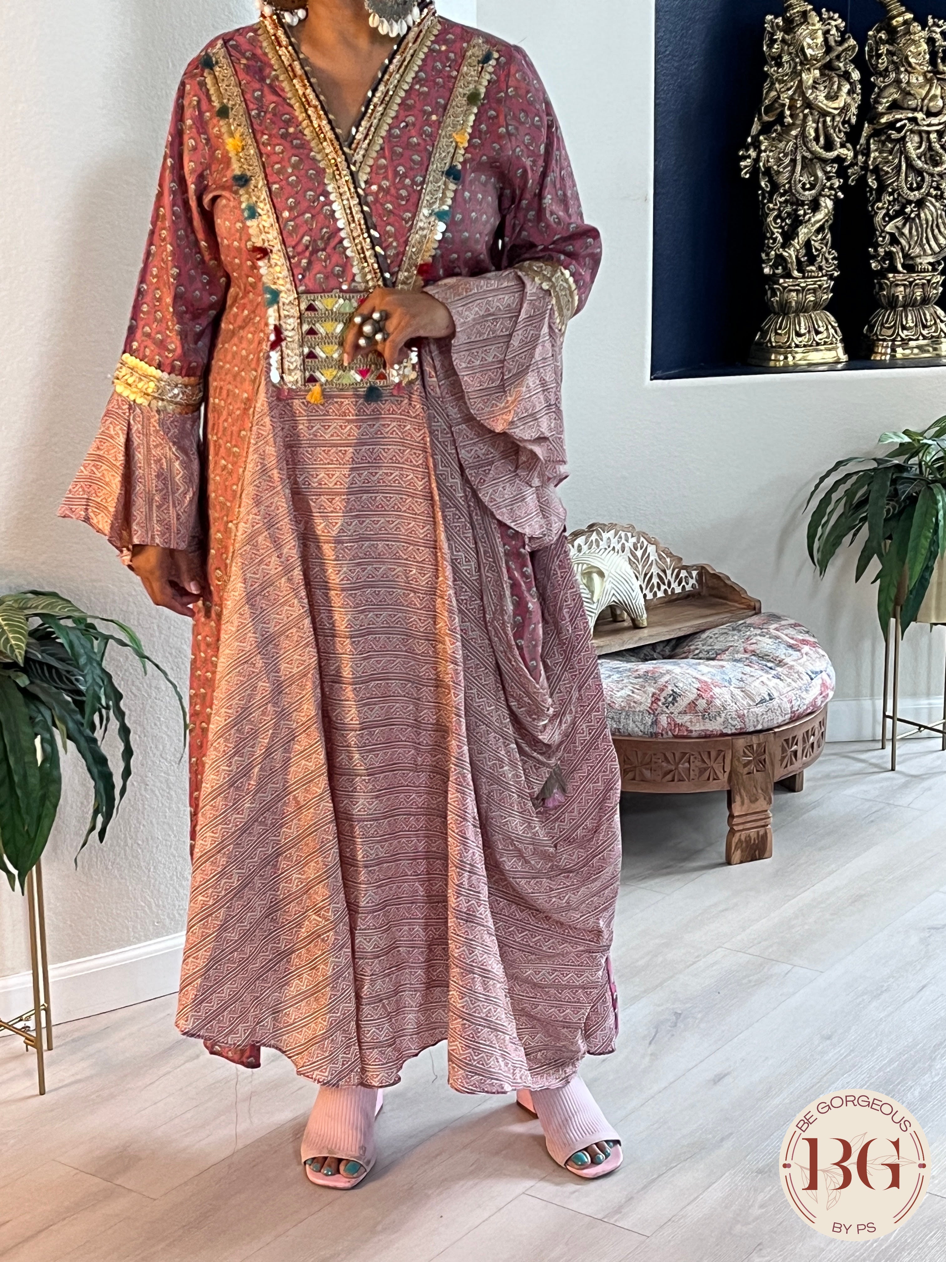 Dress with dhoti style and bell sleeves